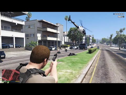 GTA 5 R.D.E. 4.0.4 - Pistol Only Police Shootout + Ten Star Escape
