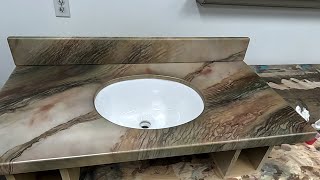 Watch how I create this beautiful Fantasy Marble vanity top using Stone Coat epoxy! | KCDC Designs