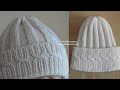 ВЯЗАНАЯ ШАПКА СПИЦАМИ С ОТВОРОТОМ. ФАБРИЧНЫЙ НАБОР ПЕТЕЛЬ. МК. KNITTING HAT. HOW TO KNIT A HAT