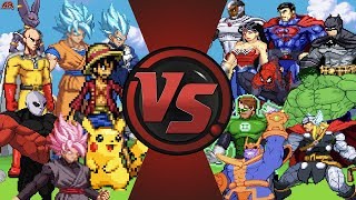 Anime vs Justice League & Avengers 2! (Beerus, Goku, Jiren, Saitama vs Hulk, Superman, Batman, Thor)