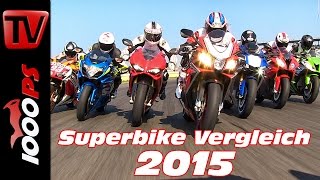 2015 1000cc Superbike Shootout | Test of 7 hot Supersport bikes