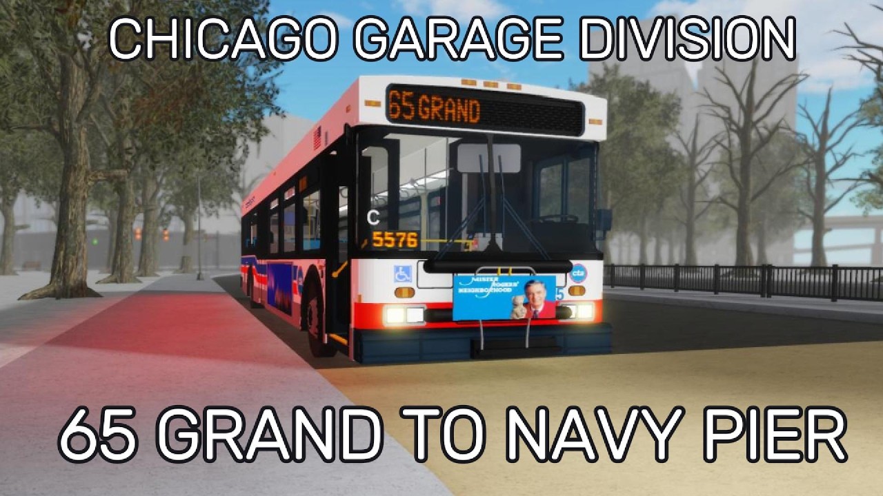 CTA's 2005 New Flyer D40LF 1015 on the Route 65 To Navy Pier Ride [ROBLOX]