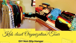 Kids Closet Organization/Dollar Tree Closet Tour and Organization ideas/DIY non slip hanger This video is about how I organize my kids closet . Sharing some tips and tricks that could be helpful for you. - Also showing a DIY to