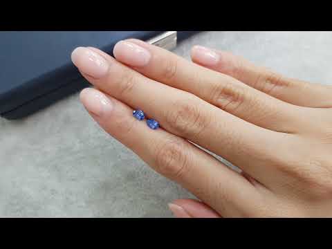 Pair of Cornflower Blue oval cut sapphires 0.64 ct, Sri Lanka Video  № 1