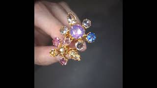Gem Gardener: Statement Double Flower Ring Sapphire 22k
