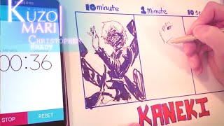 DRAWING KANEKI KEN in 10 MINUTES, 1 MINUTE & 10 SECONDS! | Tokyo Ghoul | Anime Manga Sketch