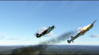 Групповой бой 4х4 Як-1 -69 против  Bf 110,   все вражеские истребители сбиты