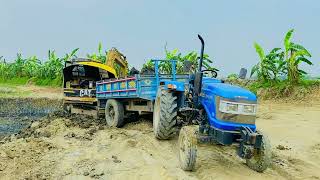 Jcb 3dx loading mahindra tractor 4×4 stuck in mud || Sonalika tractor || Tractor power test || 909