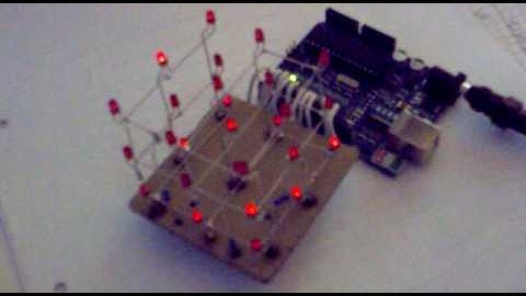 very basic 3x3x3 led cube controlled by arduino