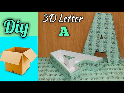 DIY 3D LETTER A | how to make 3D box with cardboard | for Birthday gift idea