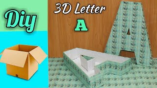 : DIY 3D LETTER A | how to make 3D box with cardboard | for Birthday gift idea