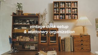 vintage desk setup makeover + organizing my stationery | simple setup 📦