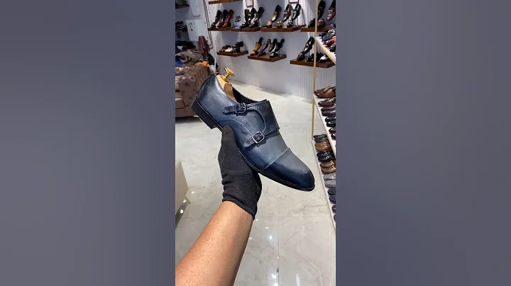 New Blue N Grey Double Monk Straps at Warewood Shoemakers