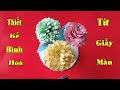 Ý tưởng làm lọ hoa để bàn làm việc hoặc bàn học từ giấy màu-Create a flower vase with colored paper