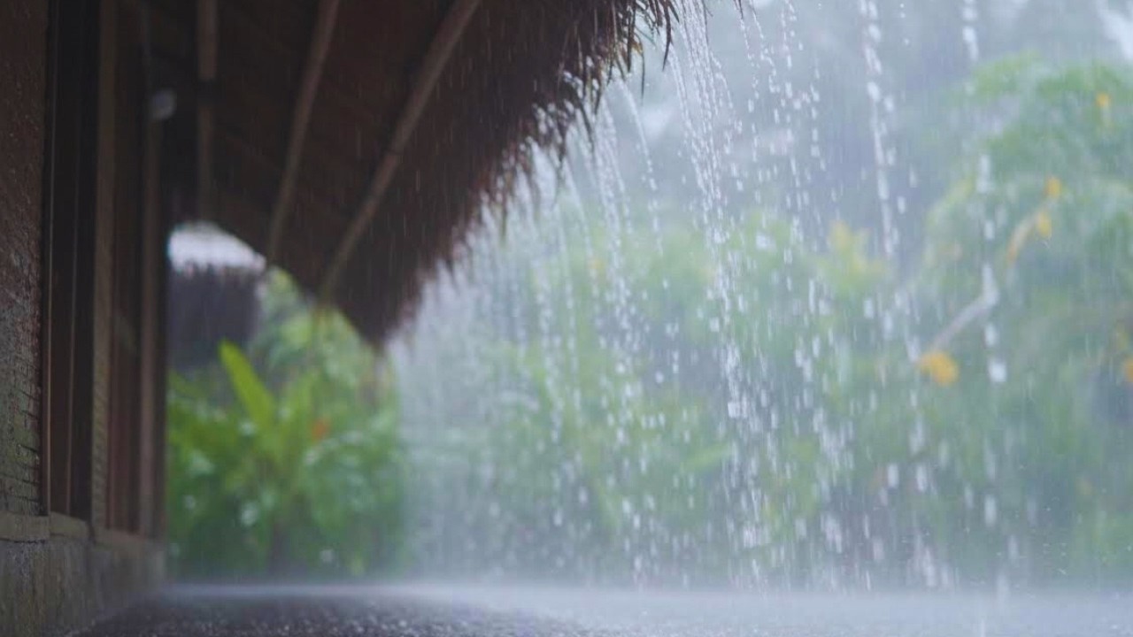 Heavy Rain Night Ambience with Light Thunder for Deep Rest