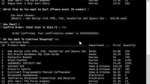 store front node.js CLI app demo - customer view