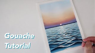 Gouache Tutorial | How to Paint a Beach Sunset