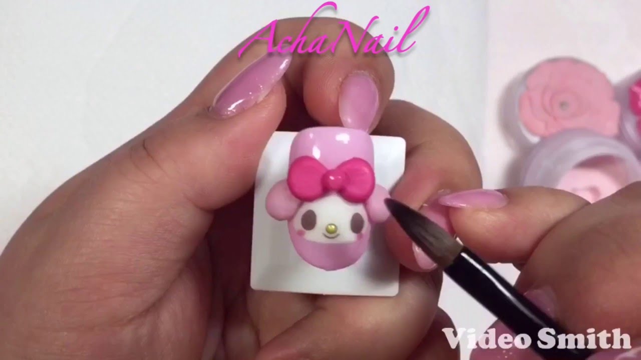 3Dキャラクターネイル ★ マイメロネイルの作り方 Mymelody Nail Tutorial. YouTube