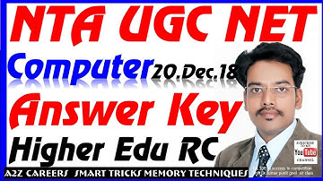 Higher Education Computer RC Research NTA UGC NET Answer Key 20 Dec 2018 Paper Ist