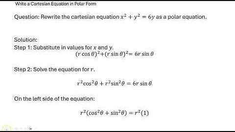 Write a Cartesian Equation in Polar Form