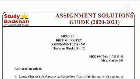 #MEG-01 || #IGNOU SOLVED ASSIGNMENT || 2021 || FREE 💯💥