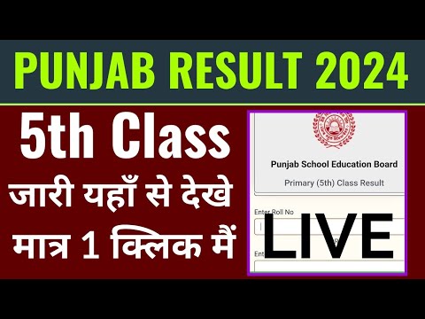 Punjab board 5th class result 2024 kaise dekhe, pseb 5th result 2024 kaise check kare, PSEB result