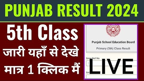 Punjab board 5th class result 2024 kaise dekhe, pseb 5th result 2024 kaise check kare, PSEB result