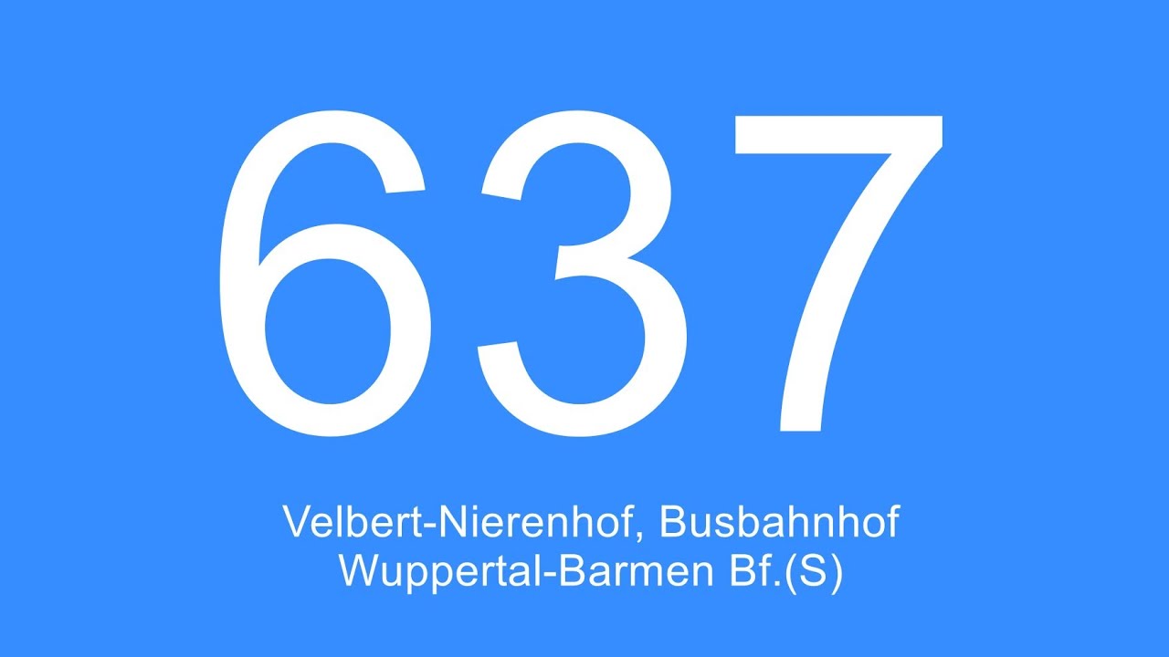 [Видео] Автобус № 637 | Фельберт-Ниренхоф автовокзал - вокзал Вупперталь-Бармен | 2023