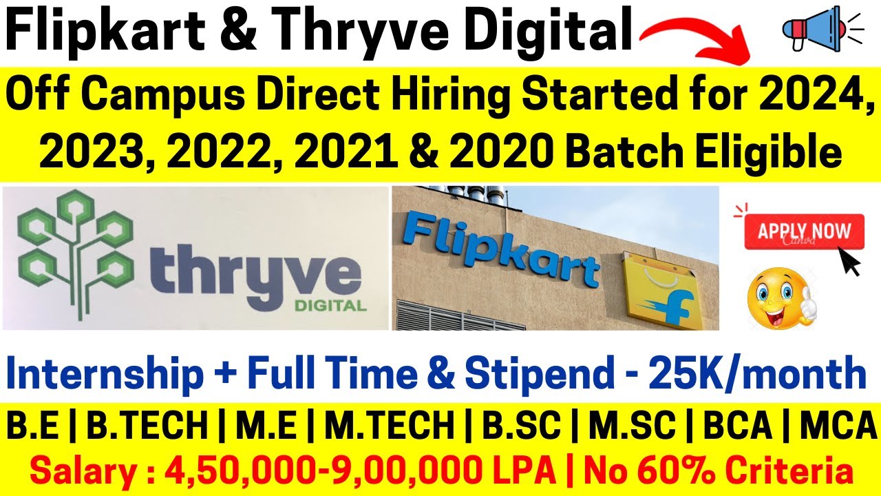 Flipkart & Thryve Digital OFF-Campus Drive Direct Hiring Started 2024 ...