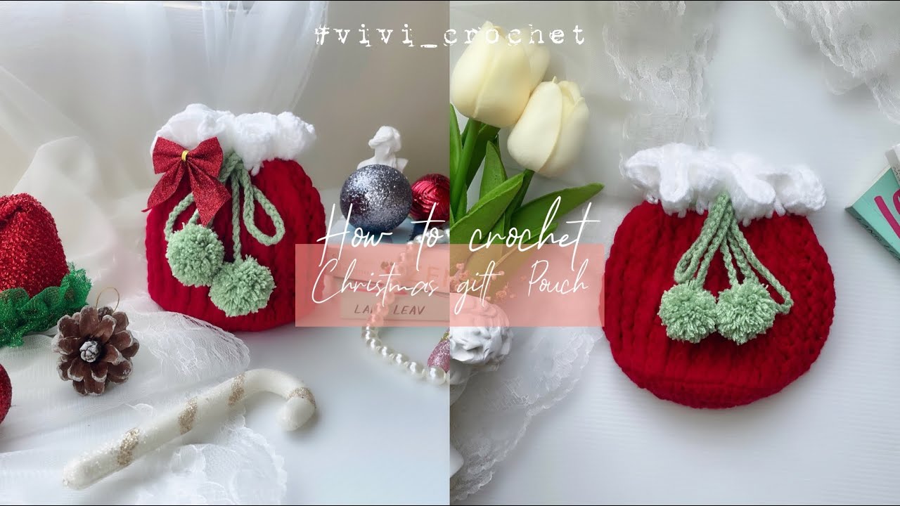 🍓 How to crochet Christmas gift Pouch | Beginner Friendly Crochet 🍓
