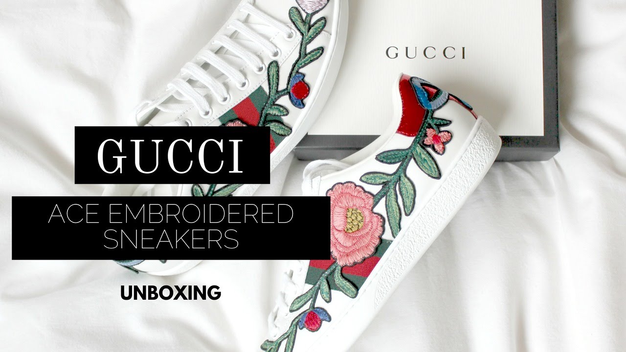 gucci floral embroidered sneakers