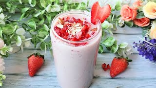 Strawberry Banana Smoothie | Sugar free Healthy Smoothie Recipe With Milk | Breakfast Smoothie