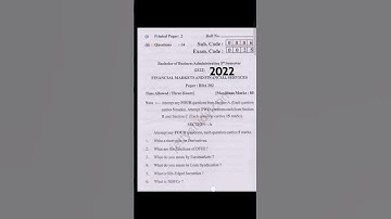 BBA Punjab University sem5 Financial market And Services question paper 2022 #panjabuniversity #fms