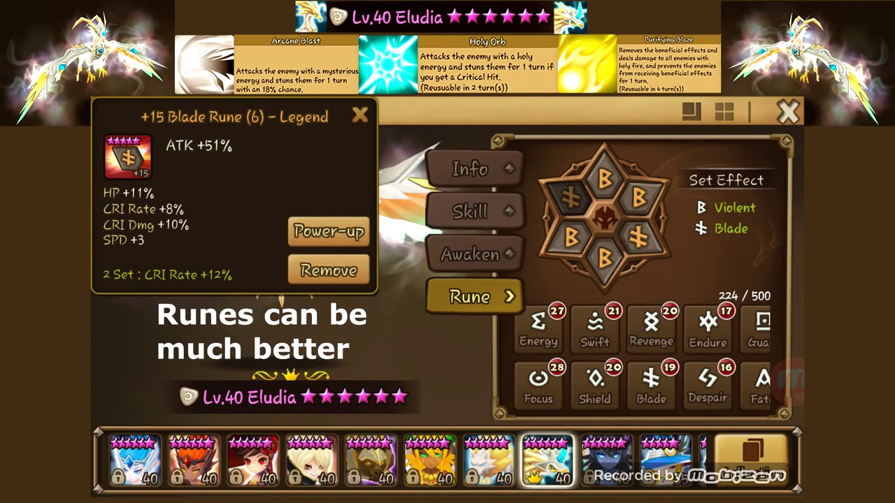 Summoners War Eludia - Light Phoenix (chicken) - DMG test + runes