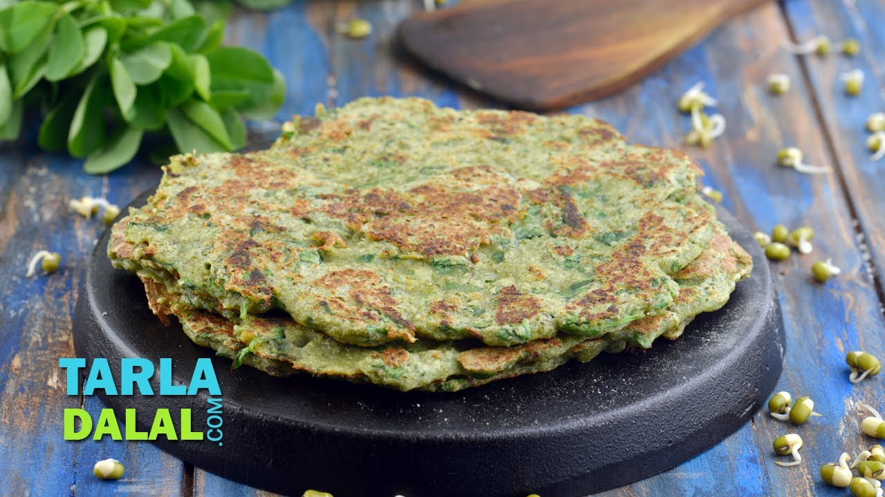 Sprouted Moong and Methi Chila by Tarla Dalal