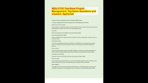 Test Bank For WGU C722 Project Management Top Exam Questions and answers 2025