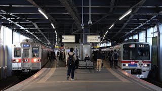 【まさかの並び】京成3400形3448編成　青砥駅で3600形3668編成の横を発車