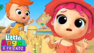 Princess Jill Makes Sandcastles at the Beach! | Little Angel And Friends Kid Songs