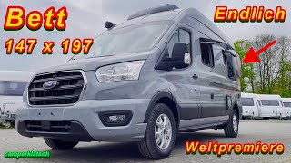 Unglaublich Größtes Bett im Camper VanNeu 2023Kastenwagen Wohnmobil Weinsberg Carabus Ford 600 MQ