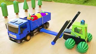 Colors for Children to Learn with Truck Cars, Fruit Wheel Stick   Cars Cartoon Assembly Tyre