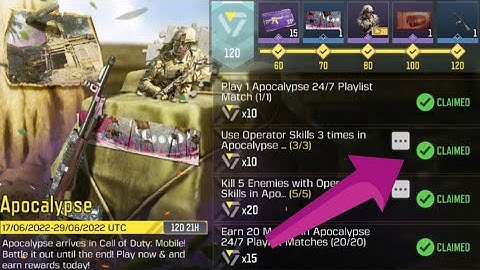 Call Of Duty Mobile Use Operator Skills 3 times in Apocalypse 24/7 Playlist Matches Task Complete