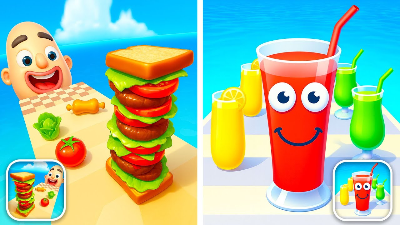 Sandwich Runner vs Juice Run 🍔🍹 NOOB vs PRO Challenge 🔥 Ultimate Walkthrough Max Gameplay EB3622