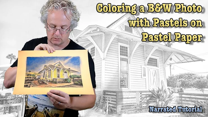 Hand Coloring Encinitas Train Depot with Pastels on Pastel Paper - Black and White Photo