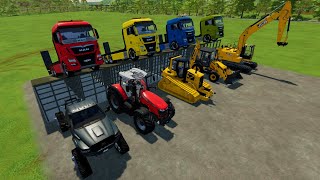 TRANSPORTING TRUCKS, POLICE CARS TO GARAGE WITH MAN TRUCK  FS22 #farmingsimulator22  #fs22