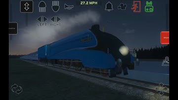 Mallard locomotive with passenger train skipping station in Train and Rail Yard Simulator