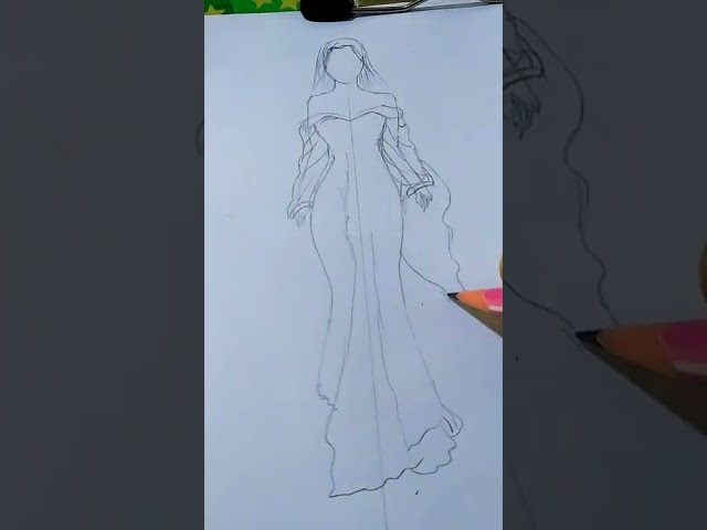 fashion dress drawing // #shorts