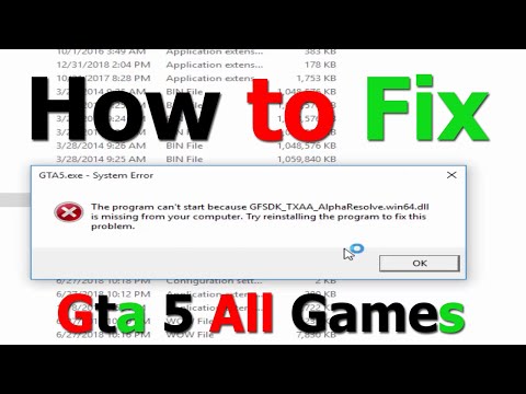 How To Fix Gta 5 All Games Gfsdk Txaa Alpharesolve Win64 Missing