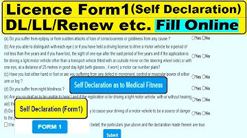dl form 1 self declaration : LL/DL Self Declaration form 1 fill : licence form1 self declaration