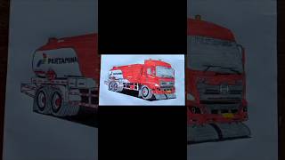 cara menggambar truk tangki #drawing #art #shorts #viral