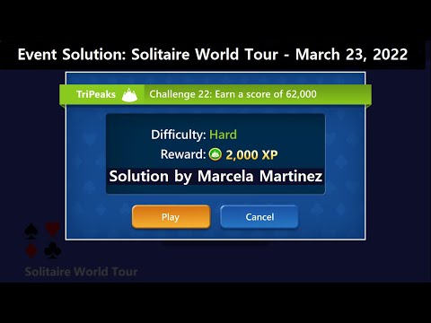 Solitaire World Tour Game #22 | March 23, 2022 Event | TriPeaks Hard